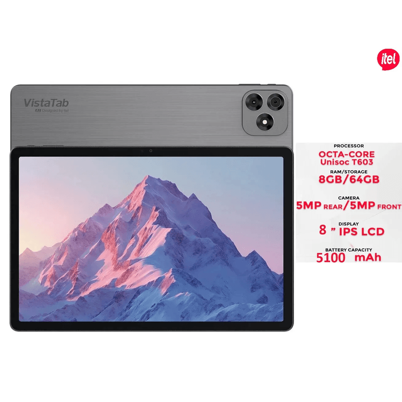 Itel VistaTab10mini 8 64Go 8Go RAM 5100mAh, Android12 5MP-Grey (1) Itel VistaTab10mini - Prix Maroc