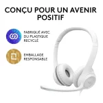 Logitech USB Headset H390 - Blanc