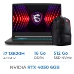 MSI Thin 15 B13VE-2659MA – Core i7 13th/RTX 4050/16Go/512Go/15.6" FHD