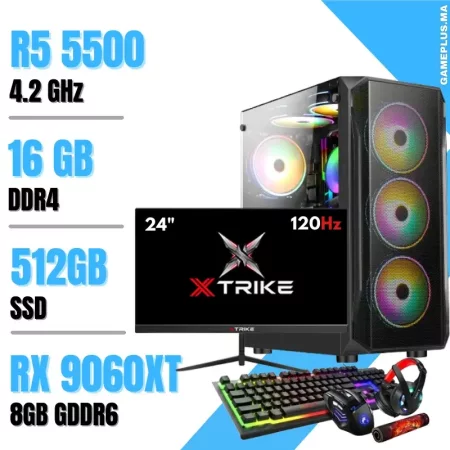 Setup Complet PC Gamer Ryzen 5 5500 / 16GB / 512GB SSD / RX 9060XT