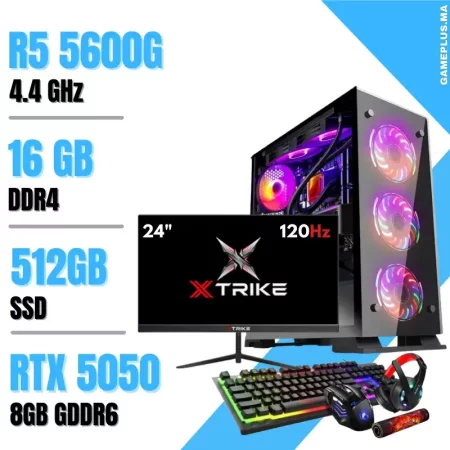 Setup Complet PC Gamer Ryzen 5 5600G / 16GB / 512GB SSD / RTX 5050 8Gb