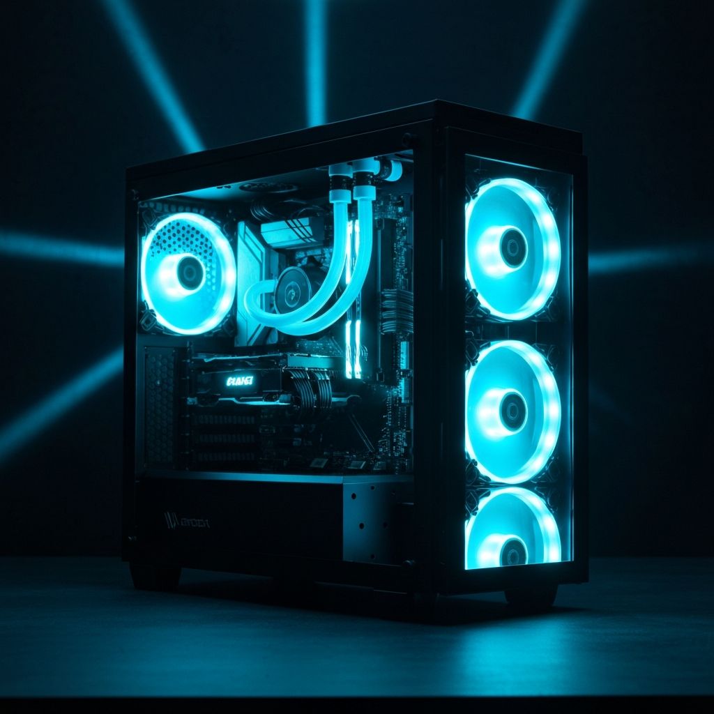 PC Gaming custom avec RGB cyan Game Plus